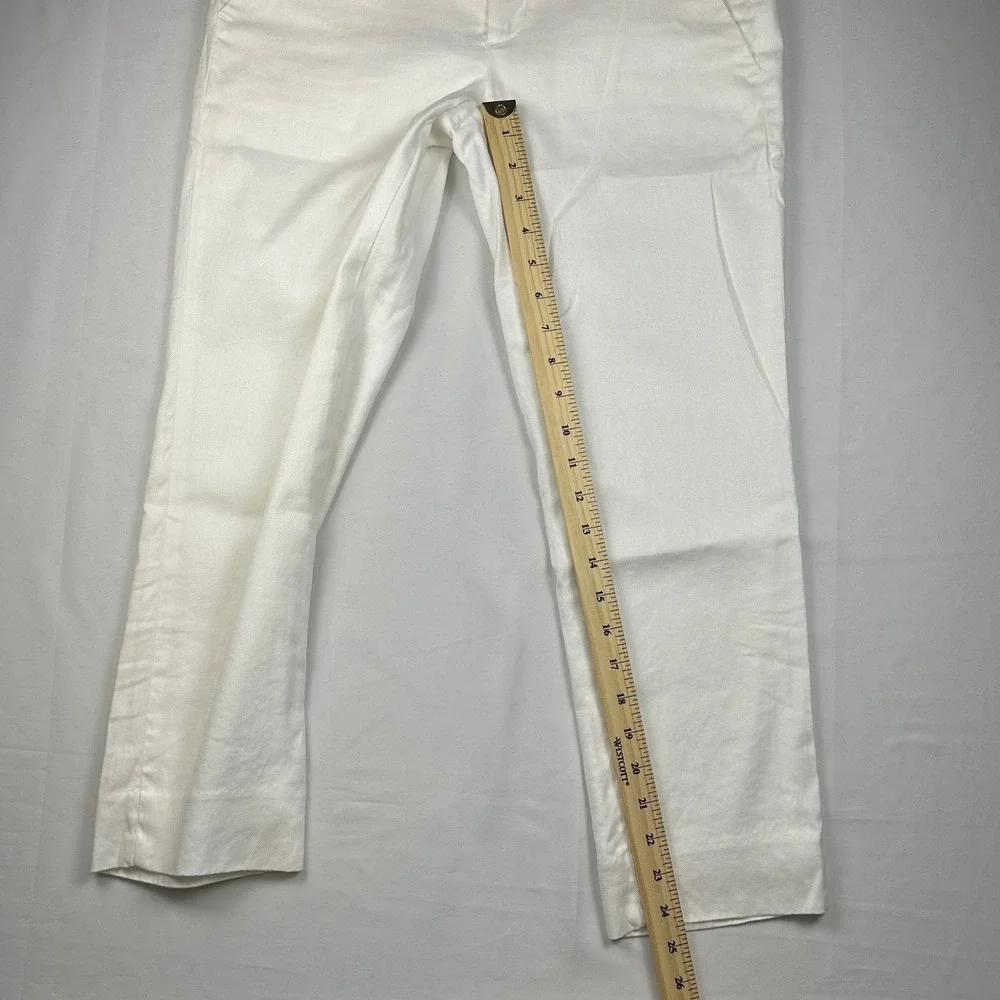 Banana Republic Avery White Linen Blend Ankle Pants Womens 4P Mid Rise